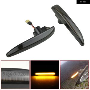 BMW 2個 7シリーズ E65 E66 E67 E68 流れる LED サイド マーカーライト ダイナミックウィンカー ライトサイドリピーターランプ パネル ランプ - Dynamic Smoked Black