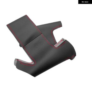 スバル パンチングレザー ステアリングホイール カバー トリム フォレスター 2008-2012 インプレッサ 2008-11 レガシィ 200 - Black-red line