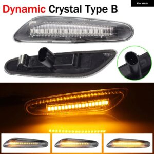 BMW 2個 LED ダイナミックサイドマーカー ウィンカーライト シーケンシャル ウインカーライト E90 E91 E92 E93 E60 E87 E82 E46 - Dynamic Crystal B