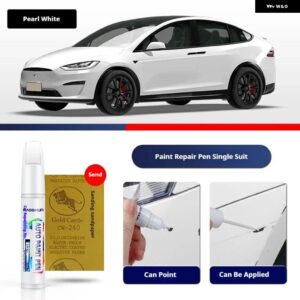 テスラ モデル X ペイントペン用品 アクセサリー ペイントスクラッチ修復 スクラッチリムーバーペイントリペアセット - Pearl White