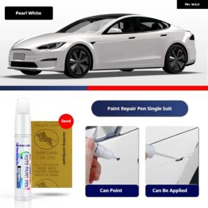 テスラ モデル S ペイントペン用品 アクセサリー ペイントスクラッチ修復 スクラッチリムーバーペイントリペアセット - Pearl White