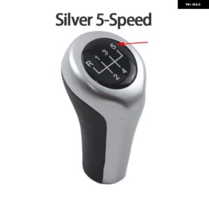 BMW カーボンルック マニュアル 5 6スピード ギア シフト ノブレバーハンドル 1 3 5 6ER E46 E53 E60 E61 E63 E81 E82 E83 E84 E87 E90 E91 E92 - Silver 5 Speed