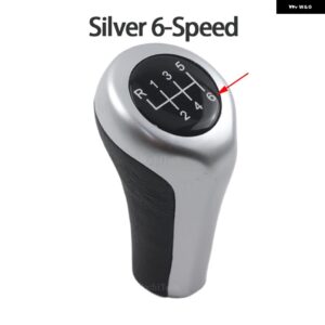 BMW カーボンルック マニュアル 5 6スピード ギア シフト ノブレバーハンドル 1 3 5 6ER E46 E53 E60 E61 E63 E81 E82 E83 E84 E87 E90 E91 E92 - Silver 6 Speed