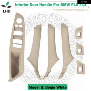 BMW 2011-2017 5シリーズ F10 F18 F11ドアハンドル パネル プロテクター プル トリム カバー 自動 インテリアドアハンドル ステッカー - Model B Beige White