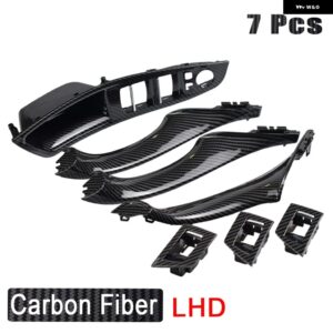 BMW 左ドライブ LHD ベージュブラックカーボン車内ドアハンドル プル 7個セット 5シリーズ F10 F18 523 525 528 - Carbon-LHD-7