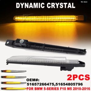 BMW 2X ダイナミック LED フェンダーライト サイドマーカー 5シリーズ F10 M5 S63N FV91 FV92 FV93 2010-16 - Dynamic Crystal Type