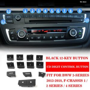 BMW ABS カー エアコン CD デジタル コントロール キー ボタン カバー トリム ステッカー F30 F80 F31 F32 F33 F35 2013-18 1/2/3/4シリーズ - Full 12 Key Button