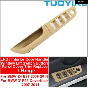 BMW LHD 車内インナードアプルハンドル アームレスト トリム ウィンドウリフトスイッチ ボタン カバー パネル 3 E92 E93 Z4 E89 2007-2014 - E93 Beige