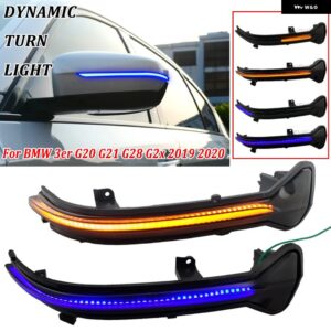 BMW 2個 3ER G20 G21 G28 G2X 2019 2020 LED ダイナミックウインカーシーケンシャルインジケータ ウィンカーライト サイドリアビューミラー ランプ - Blue-Yellow