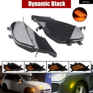 ポルシェ カイエン 955 2003-06 2個 ダイナミック LED サイド マーカーライト アンバー ウィンカー ウインカーランプ - Dynamic Smoked