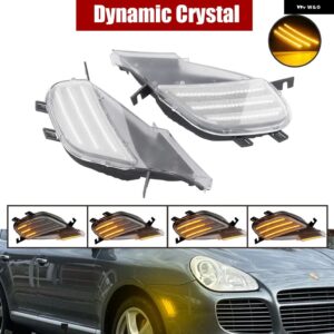 ポルシェ カイエン 955 2003-06 2個 ダイナミック LED サイド マーカーライト アンバー ウィンカー ウインカーランプ - Dynamic Crystal