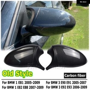 BMW NEW E90 E91 E92 E93 2006 2009 2010 2011 M3 スタイル E80 E81 E87 グロスブラックサイドミラー カバー キャップバックミラー - CF-Pattern-old