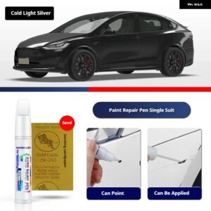 テスラ モデル X ペイントタッチアップペンキット ペイントスクラッチリペア スクラッチリムーバーペイントリペアセット自動車アクセサリー - Cold Light Silver