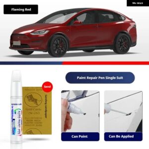 テスラ モデル X ペイントタッチアップペンキット ペイントスクラッチリペア スクラッチリムーバーペイントリペアセット自動車アクセサリー - Flaming Red