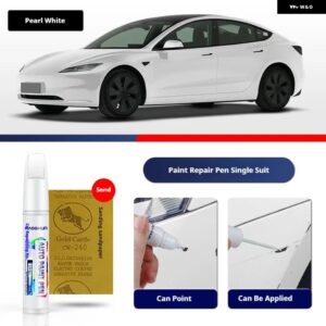 テスラ モデル3 Y XS 自動車塗装リペアペンパールホワイトクリアコートペンアクセサリー黒白赤青グレーシルバー - 16