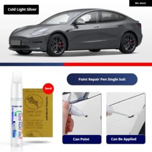 テスラ モデル3 Y XS 自動車塗装リペアペンパールホワイトクリアコートペンアクセサリー黒白赤青グレーシルバー - 1