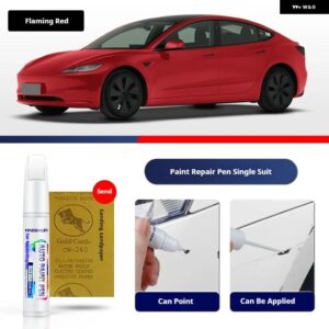 テスラ モデル3 Y XS 自動車塗装リペアペンパールホワイトクリアコートペンアクセサリー黒白赤青グレーシルバー - 13