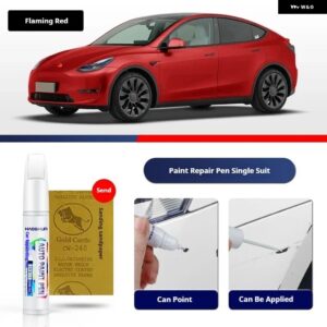 テスラ モデルY ペイントタッチアップペンキット ペイントスクラッチリペア スクラッチリムーバーペイントリペアセット自動車アクセサリー - Flaming Red