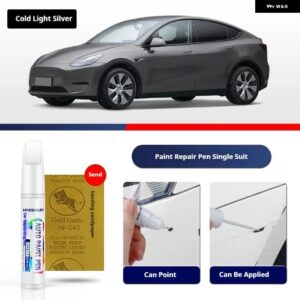 テスラ モデルY ペイントタッチアップペンキット ペイントスクラッチリペア スクラッチリムーバーペイントリペアセット自動車アクセサリー - Cold Light Silver