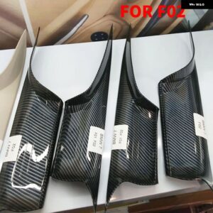 BMW インテリアドアハンドル ブラッククリームカーボン F01 F02 7シリーズ フロントリア 左右インナー パネル プル トリム カバー バー - 4pcs carbon set F02