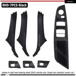 BMW 4色 右ドライブ RHD ベージュ ブラックカーボン車内ドアハンドル プル 4/7個セット 5シリーズ F10 F18 523 525 528 - Black-7pcs