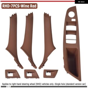 BMW 4色 右ドライブ RHD ベージュ ブラックカーボン車内ドアハンドル プル 4/7個セット 5シリーズ F10 F18 523 525 528 - Wine Red-7Pcs