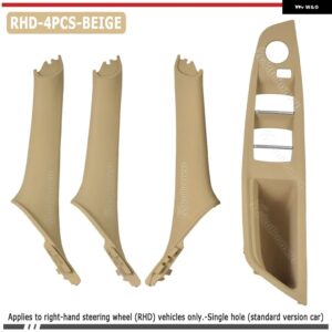 BMW 4色 右ドライブ RHD ベージュ ブラックカーボン車内ドアハンドル プル 4/7個セット 5シリーズ F10 F18 523 525 528 - Beige 4pcs