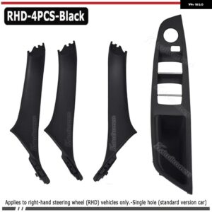 BMW 4色 右ドライブ RHD ベージュ ブラックカーボン車内ドアハンドル プル 4/7個セット 5シリーズ F10 F18 523 525 528 - black 4pcs