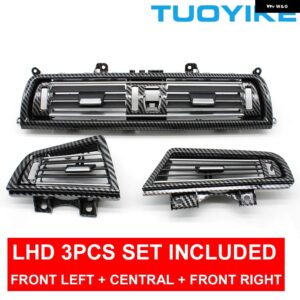BMW LHD カーボン AC エアコン ベント グリル アウトレット カバー フレーム 交換 5シリーズ F10 520 521 523 525 528 530 2010-17 - Carbon LHD 3PCS Set