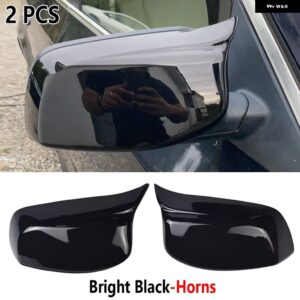 BMW バックミラー カバー キャップ カーボン / ブラック 5シリーズ E60 E61 E63 E64 2004-2008 520I 525I 528I 528XI 530I - Bright Black-Horns