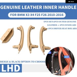 BMW LHD RHD 本革ブラック車 フロントリア 左/右 インテリアドアハンドル インナー パネル プル トリム カバー X3 X4 F25 F26 - Genuine Leather set