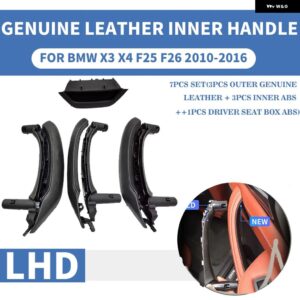BMW LHD RHD 本革ブラック車 フロントリア 左/右 インテリアドアハンドル インナー パネル プル トリム カバー X3 X4 F25 F26 - Leather Black LHD