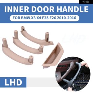 BMW LHD RHD 本革ベージュ車 フロントリア 左/右 インテリアドアハンドル インナー パネル プル トリム カバー X3 X4 F25 F26 - LHD beige 4pcs set