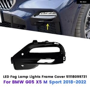 BMW バンパー LED フォグライト カバー G05 X5 M スポーツ 2018-2022 ドライビング フォグランプ ライト フレーム - BLACK LEFT