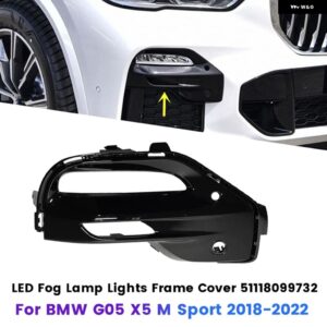 BMW バンパー LED フォグライト カバー G05 X5 M スポーツ 2018-2022 ドライビング フォグランプ ライト フレーム - BLACK RIGHT