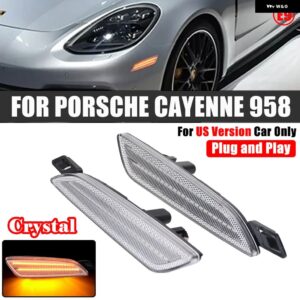 ポルシェ カイエン 958 2015-19 LED サイド マーカーライト ウィンカーランプ カーアクセサリー - Crystal
