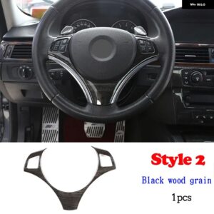 BMW 1シリーズ 3シリーズ E87 E90 E92 2004-2012 車用 ステアリングホイール 装飾 カバー トリム フレーム ステッカー カーアクセサリー - Style2BlackWoodGrain