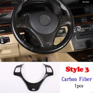 BMW 1シリーズ 3シリーズ E87 E90 E92 2004-2012 車用 ステアリングホイール 装飾 カバー トリム フレーム ステッカー カーアクセサリー - Style3 Carbon Fiber