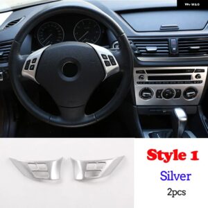BMW 1シリーズ 3シリーズ E87 E90 E92 2004-2012 車用 ステアリングホイール 装飾 カバー トリム フレーム ステッカー カーアクセサリー - Style1 Silver