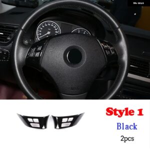 BMW 1シリーズ 3シリーズ E87 E90 E92 2004-2012 車用 ステアリングホイール 装飾 カバー トリム フレーム ステッカー カーアクセサリー - Style1 Black