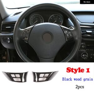 BMW 1シリーズ 3シリーズ E87 E90 E92 2004-2012 車用 ステアリングホイール 装飾 カバー トリム フレーム ステッカー カーアクセサリー - Style1BlackWoodGrain