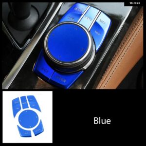カー スタイリング コンソール ギア シフト マルチメディア ボタン カバー デコレーション ステッカー BMW 5シリーズG30 G38 2018-2021 インテリア - multimedia Blue