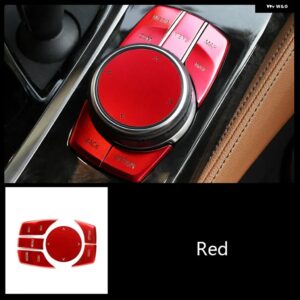 カー スタイリング コンソール ギア シフト マルチメディア ボタン カバー デコレーション ステッカー BMW 5シリーズG30 G38 2018-2021 インテリア - multimedia red