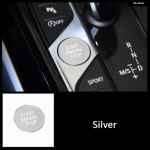 電子ハンドブレーキ ボタン デカール BMW 3シリーズ G20 G28 2020-2021 Aキースタート ボタン 装飾 カバー トリム アルミ 合金 - Silver