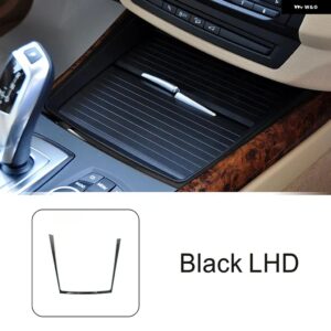 ステンレス センター コンソール ウォーターカップ ホルダー フレーム 装飾 カバー トリム BMW X5 E70 2008-2013 LHDカー スタイリング インテリア - black