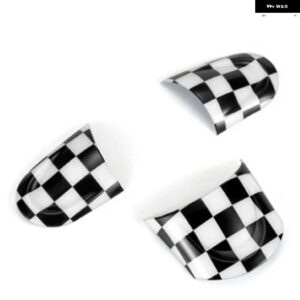 3PCS 車用 ステアリングホイール カバー ステッカー ミニクーパー R55 R56 R57 R60 R61 車両アクセサリー 内装 装飾 ケース - Checker No hole