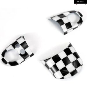 3PCS 車用 ステアリングホイール カバー ステッカー ミニクーパー R55 R56 R57 R60 R61 車両アクセサリー 内装 装飾 ケース - Checker