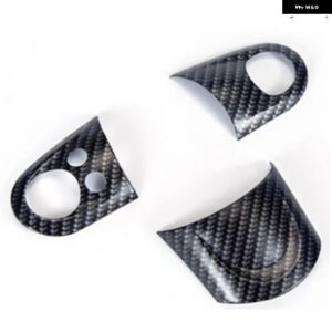 3PCS 車用 ステアリングホイール カバー ステッカー ミニクーパー R55 R56 R57 R60 R61 車両アクセサリー 内装 装飾 ケース - carbon fiber