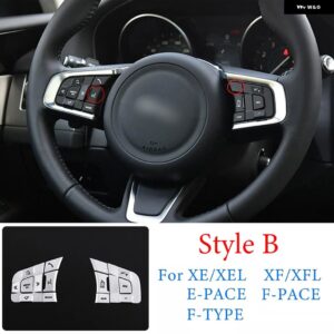 アルミ 合金 車 ステアリングホイール ボタン ステッカー トリム カバー ジャガーXE XEL XF XFL F-PACE E-PACE F-TYPE アクセサリー - Style B