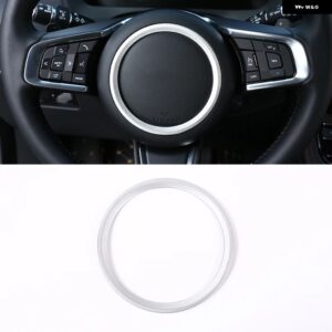 ジャガー XFL F-PACE XE XEL X761 X760 ABS カーボン/ブラック カー ステアリングホイール リング 装飾 ステッカー カーアクセサリー - Silver